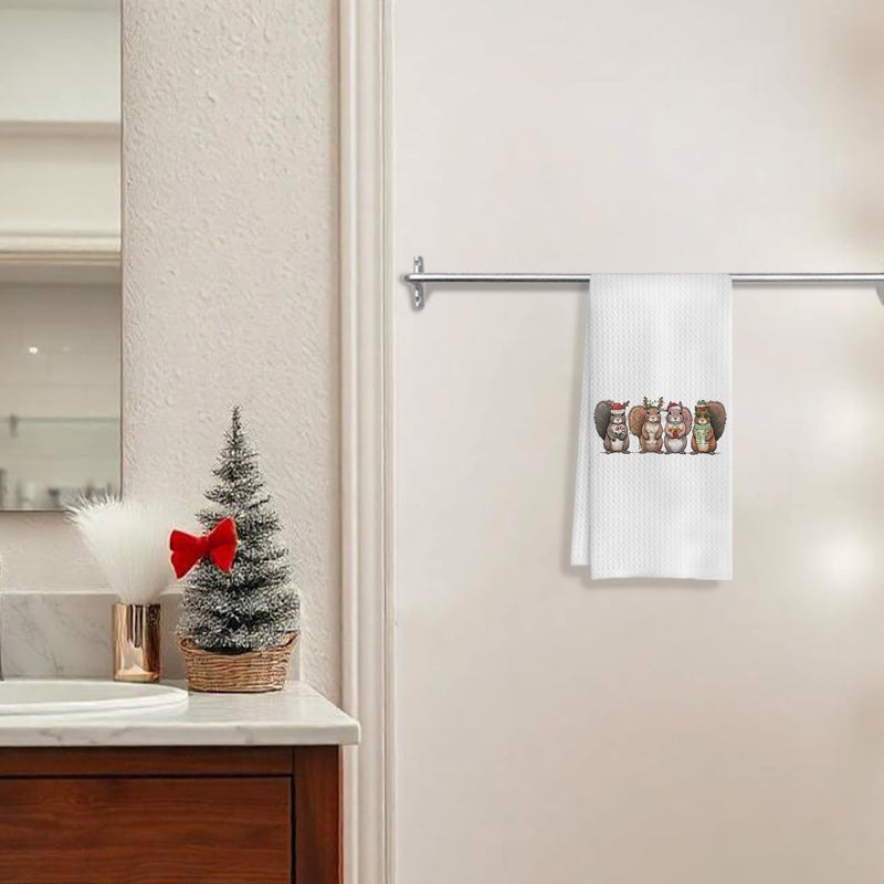 COWEB Christmas Squirrel Kitchen Towels, Squirrel Gifts, Christmas Dish Towels Tea Towel for Kitchen Bathroom, 16x24 Inch - Image 5